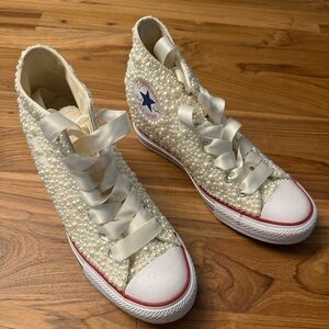 Converse Women's Pearl Embellished High-Top Sneakers size 8.5